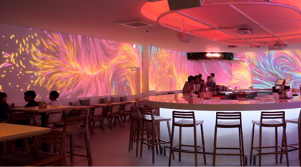카페 공간 빔프로젝터 미디어아트