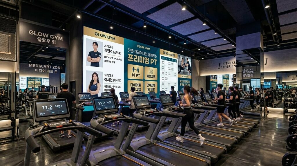 GLOW GYM 스포츠 시설 LED 스크린·스크린 매니저 운영