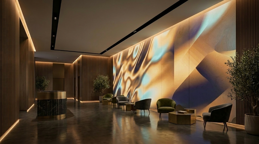 호텔·리조트 로비 빔프로젝터·스크린 매니저 콘텐츠 벽면 미디어아트