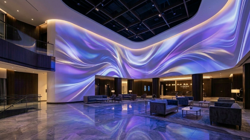 LUMINA 호텔 대형 벽면 빔프로젝터·스크린 매니저 콘텐츠 미디어월
